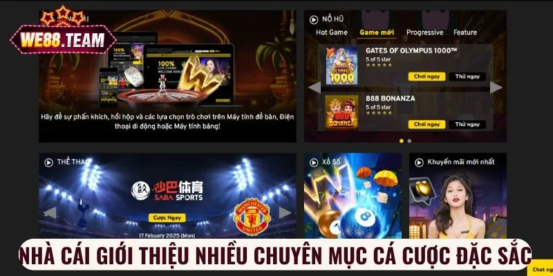 Nhà cái giới thiệu nhiều chuyên mục cá cược đặc sắc